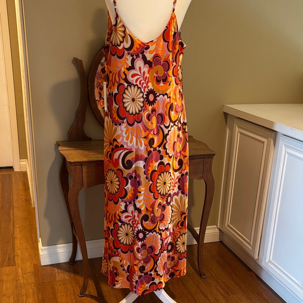 Emma & Michele Vibrant Floral Midi Dress - Multicolor Size Large - Picture 4 of 4